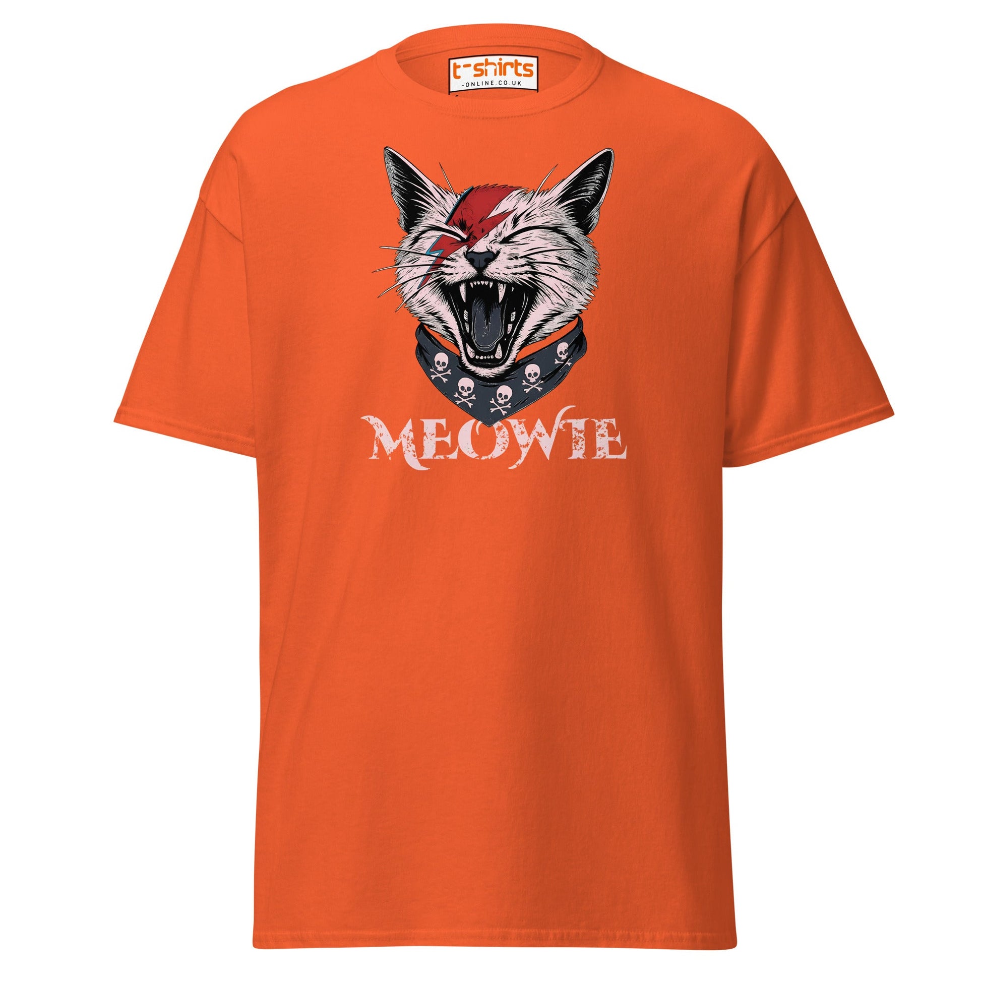 Meowie Cat T-Shirt | Funny Rock Parody Tee - Orange - T-Shirts Online