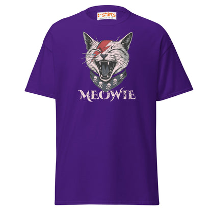 Meowie Cat T-Shirt | Funny Rock Parody Tee - Purple - T-Shirts Online