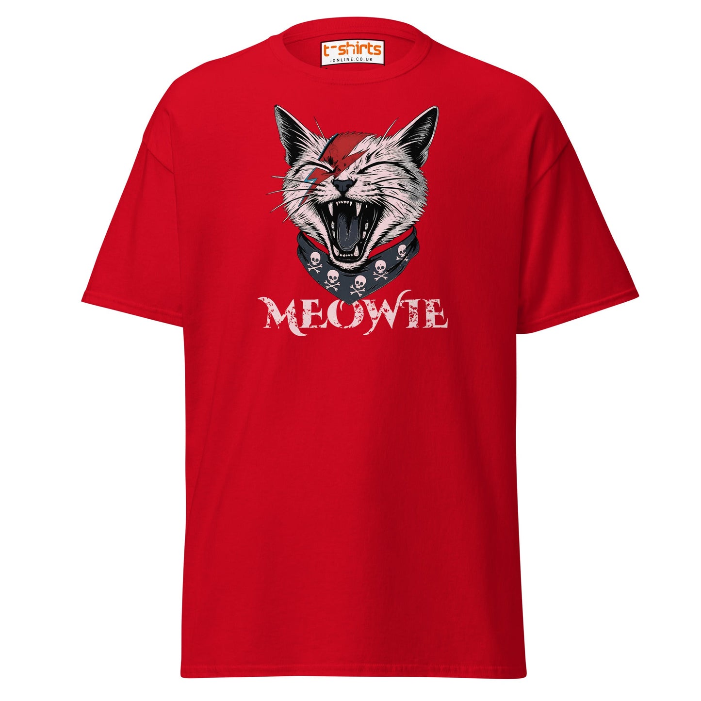 Meowie Cat T-Shirt | Funny Rock Parody Tee - Red - T-Shirts Online