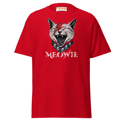 Meowie Cat T-Shirt | Funny Rock Parody Tee - Red - T-Shirts Online