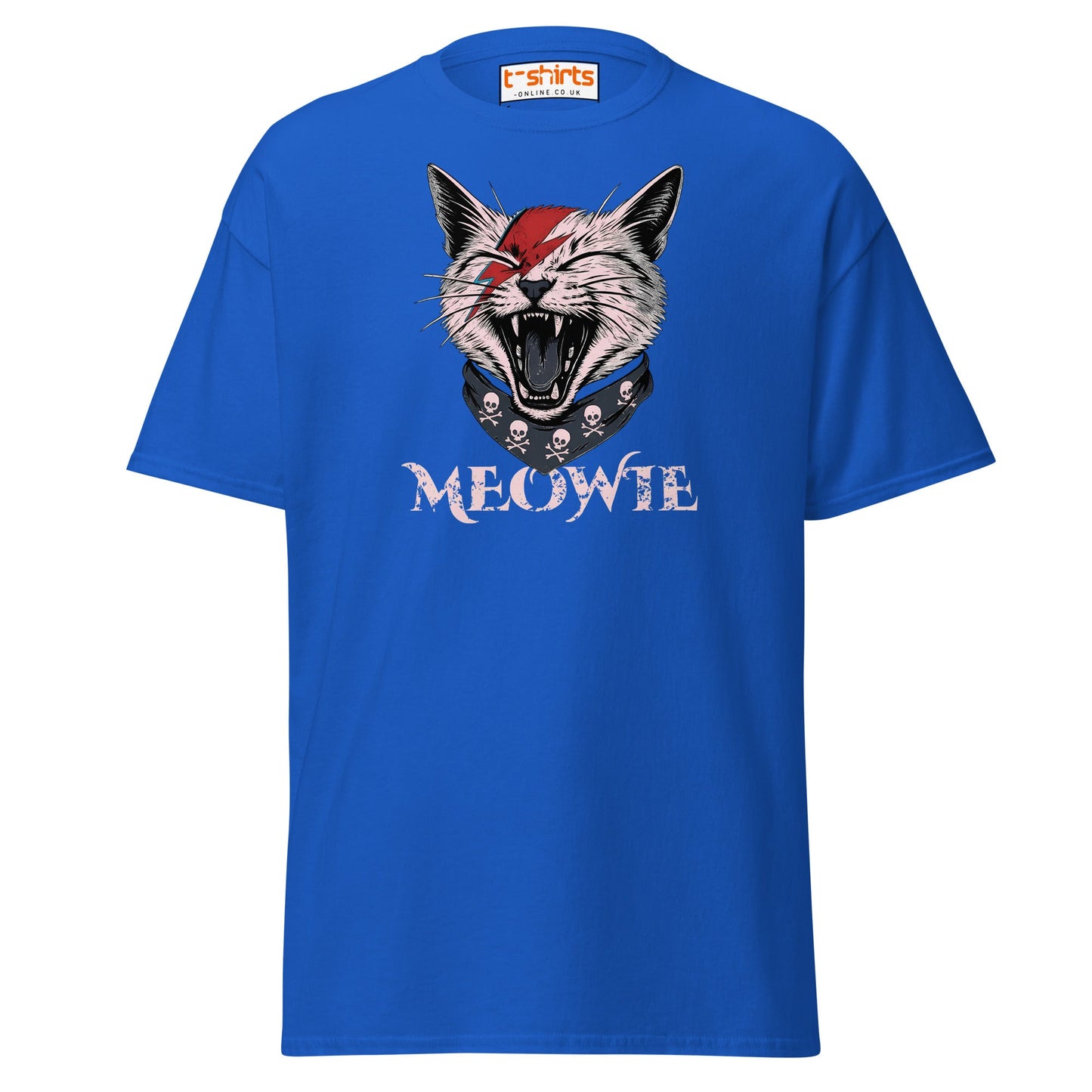Meowie Cat T-Shirt | Funny Rock Parody Tee - Royal - T-Shirts Online