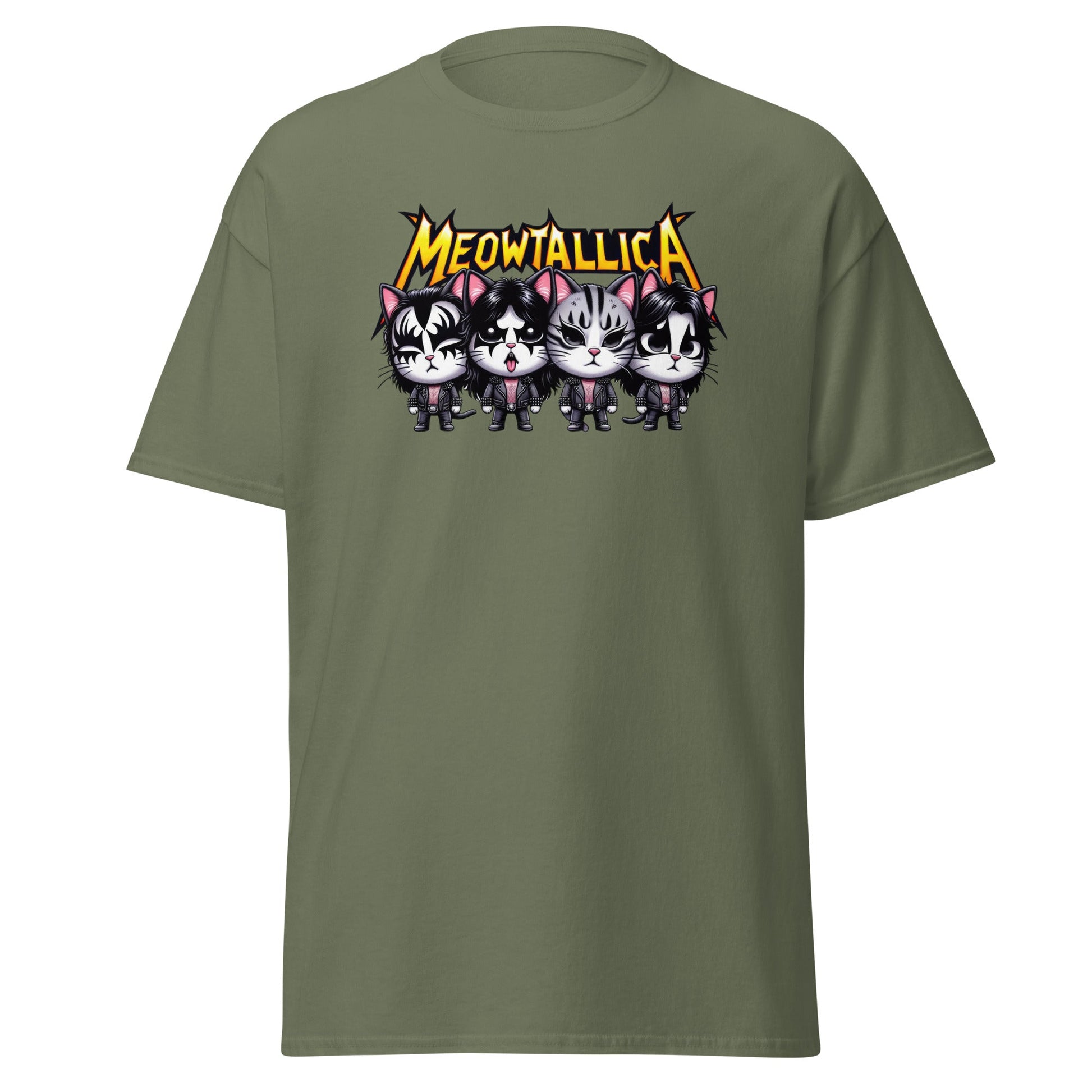 Meowtallica | Cat T-Shirt - Military Green - T-Shirts Online