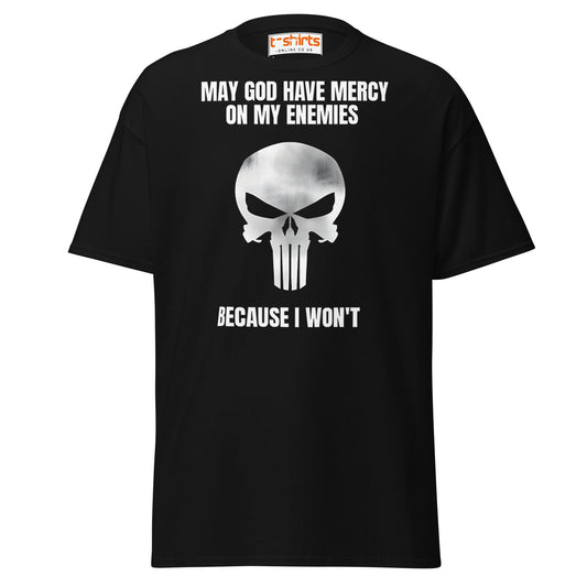 Mercy on My Enemies T-Shirt | Bold Skull Warrior Tee - Black - T-Shirts Online