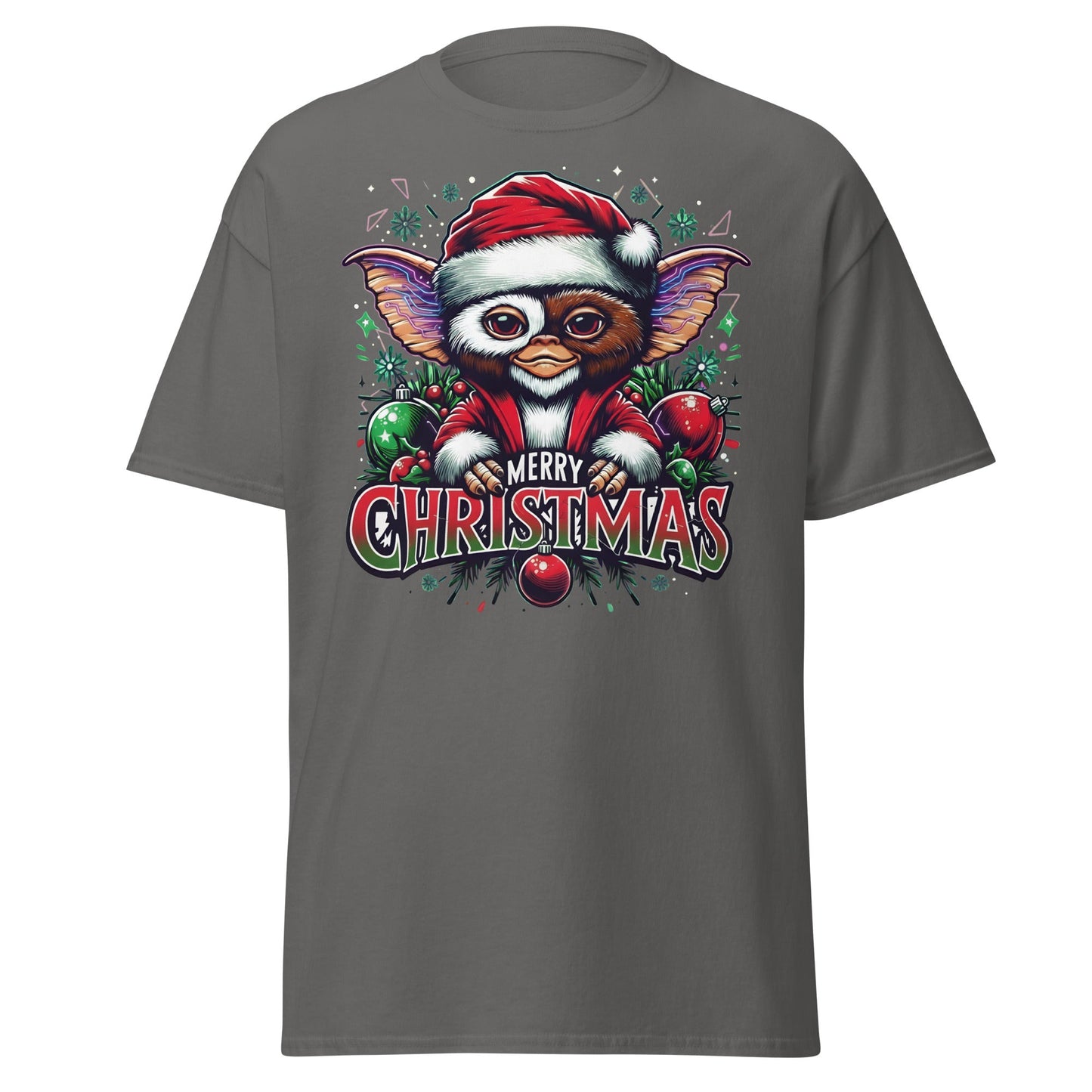 Merry Christmas Gremlin T-Shirt | Gizmo Holiday Tee - Charcoal - T-Shirts Online