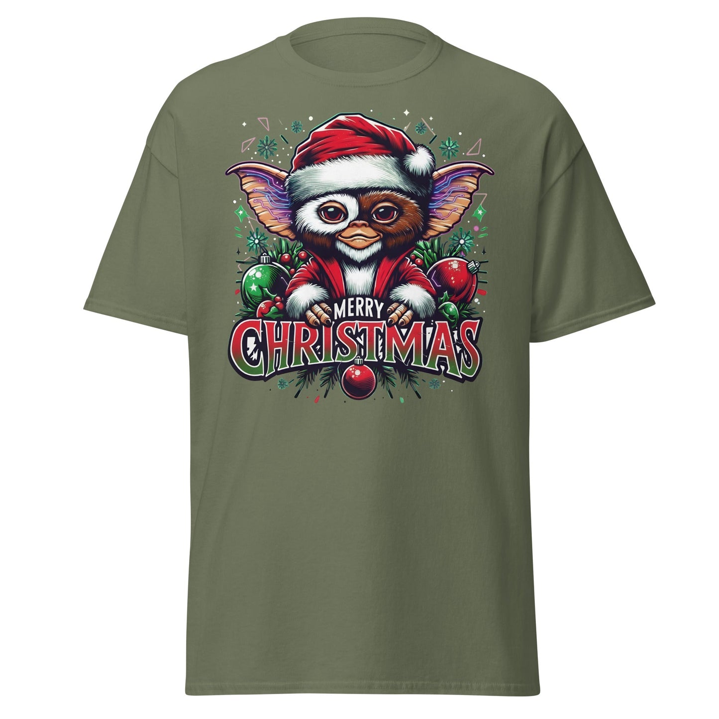 Merry Christmas Gremlin T-Shirt - Military Green - T-Shirts Online