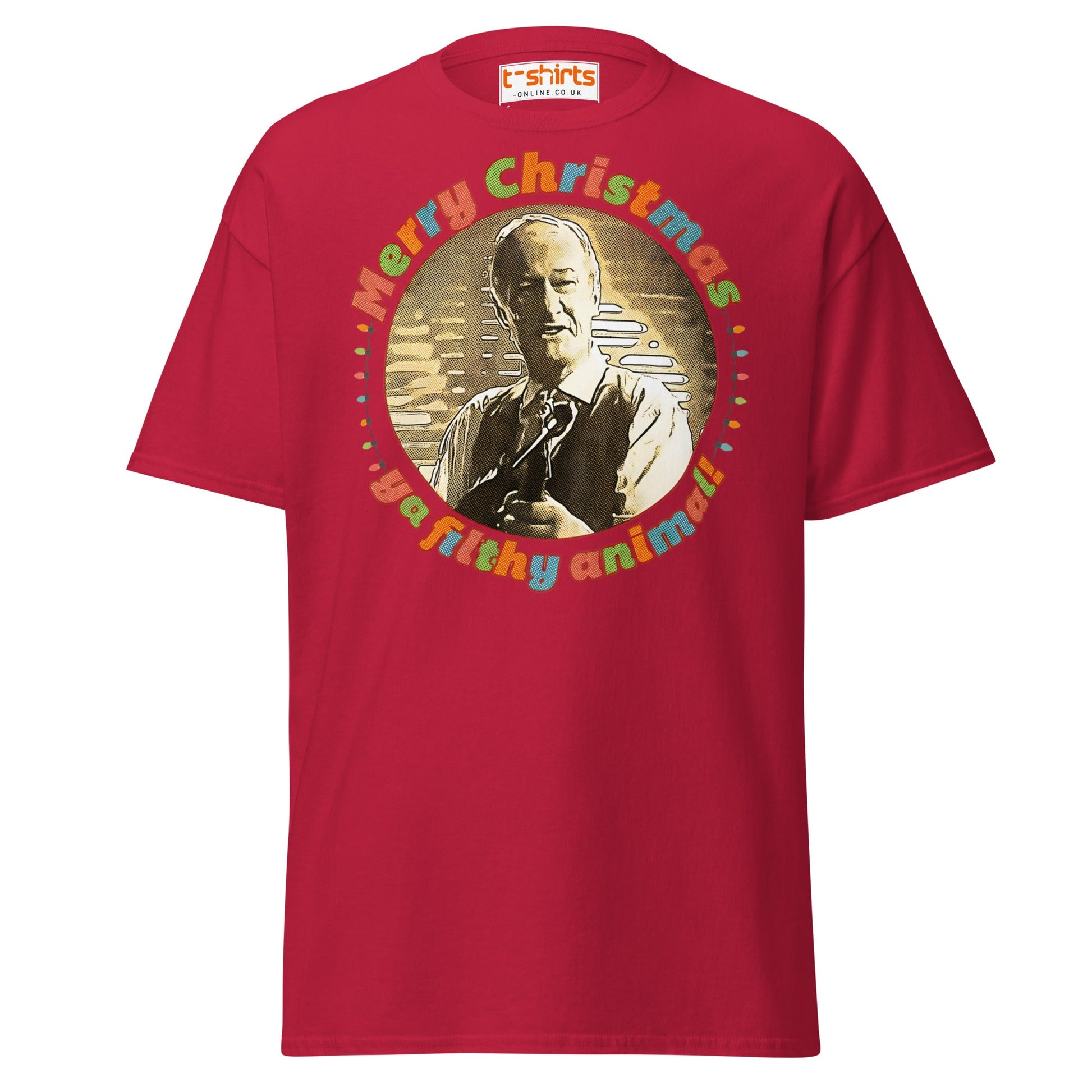 Merry Christmas Ya Filthy Animal Retro Movie T-Shirt - Cardinal - T-Shirts Online