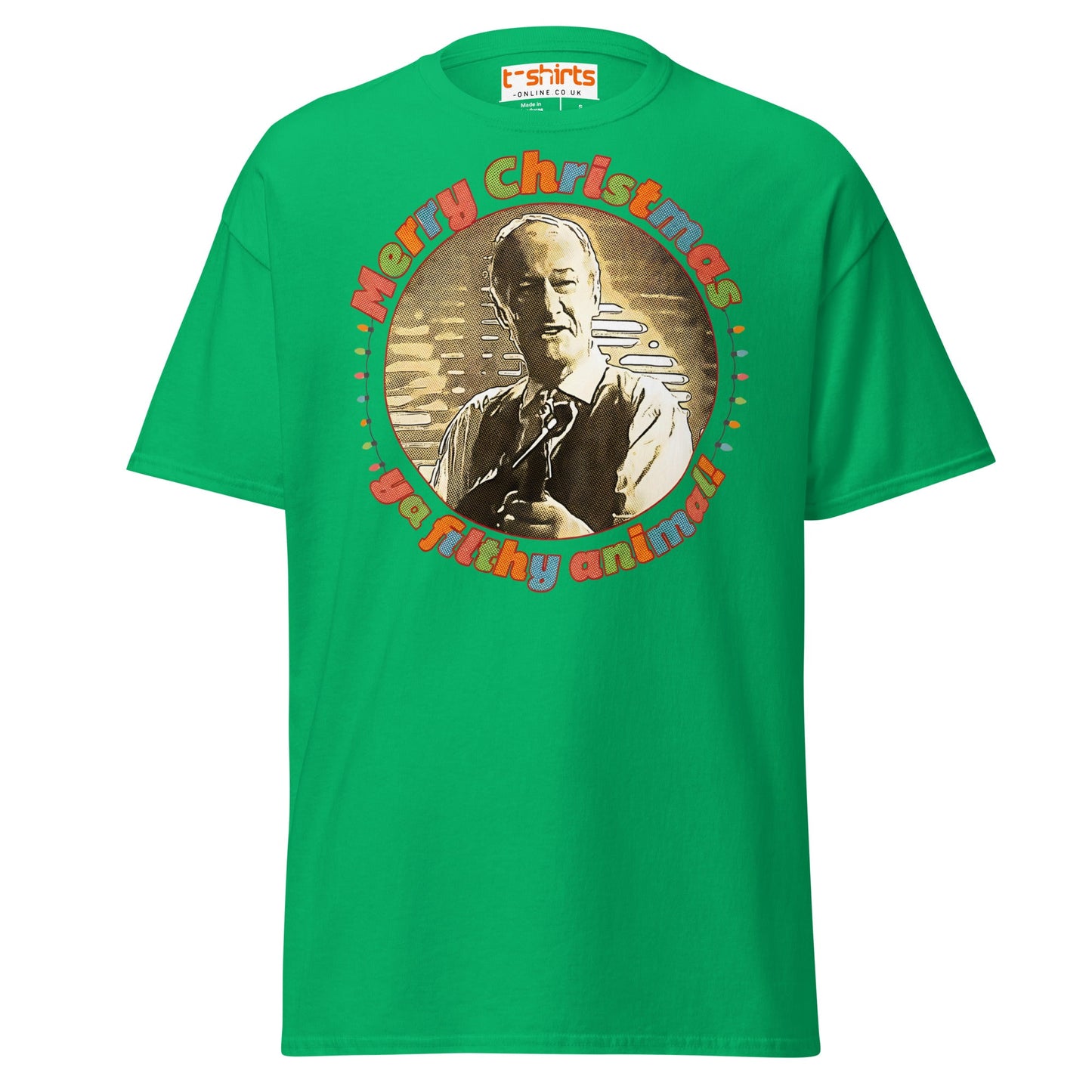 Merry Christmas Ya Filthy Animal Retro Movie T-Shirt - Irish Green - T-Shirts Online