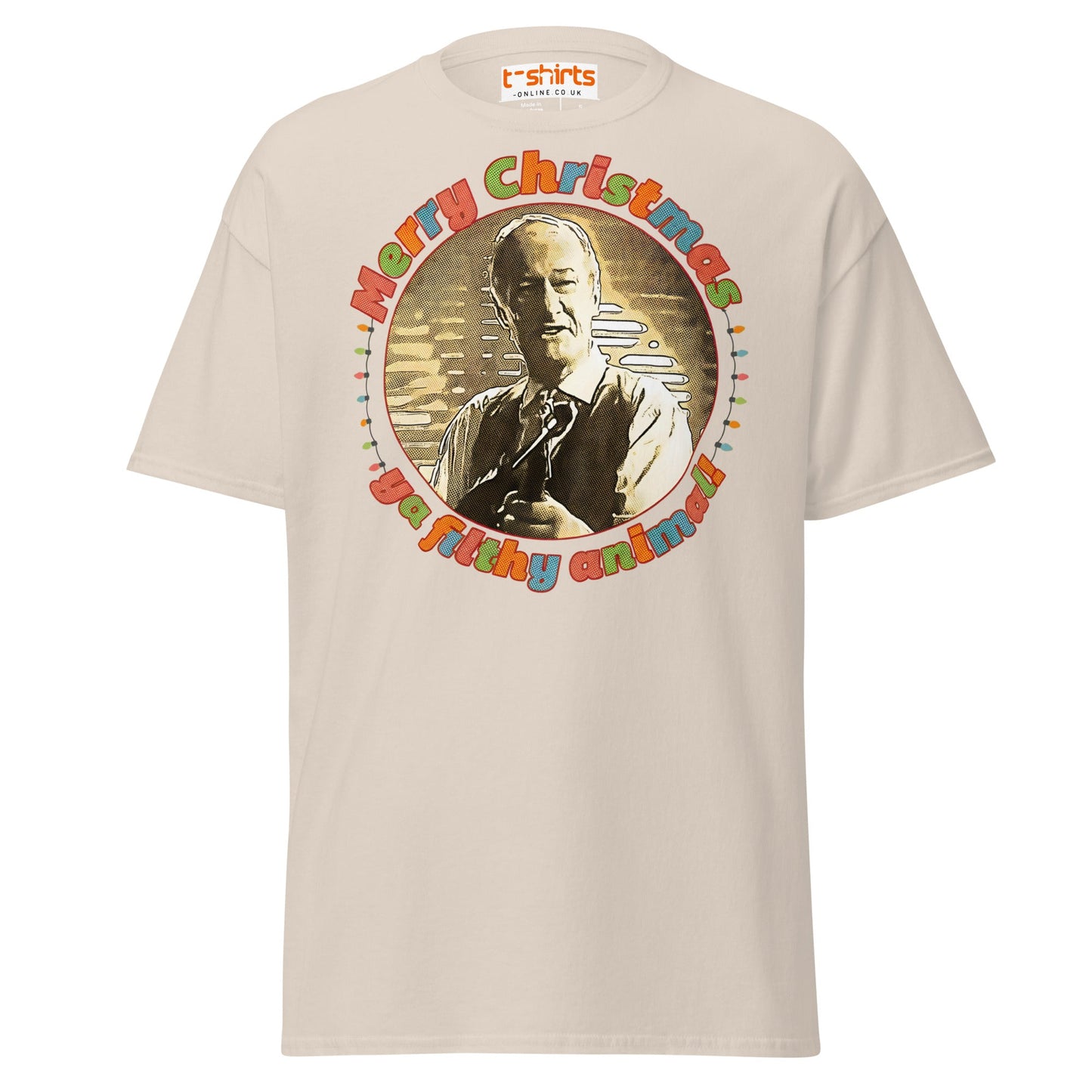 Merry Christmas Ya Filthy Animal Retro Movie T-Shirt - Natural - T-Shirts Online