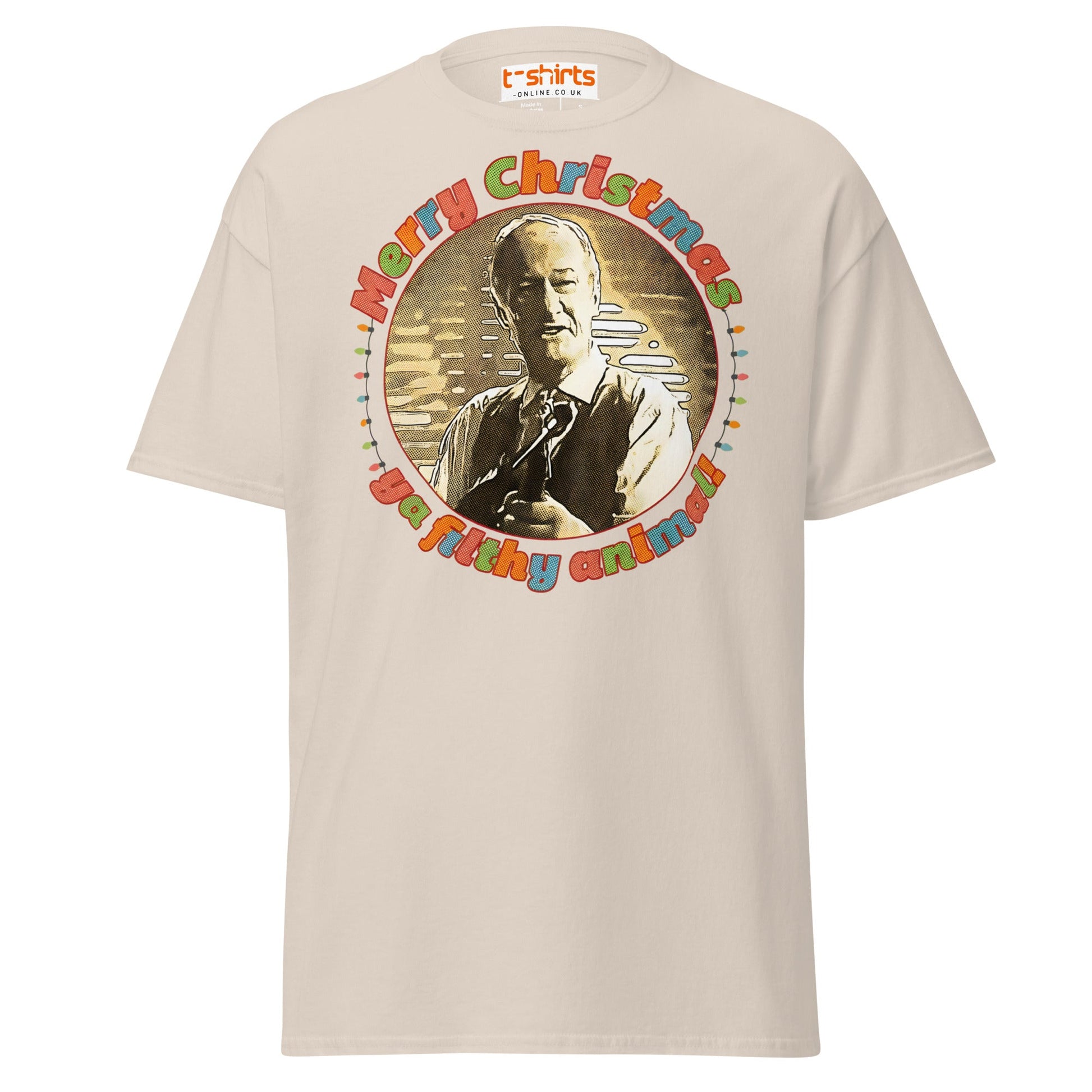 Merry Christmas Ya Filthy Animal Retro Movie T-Shirt - Natural - T-Shirts Online