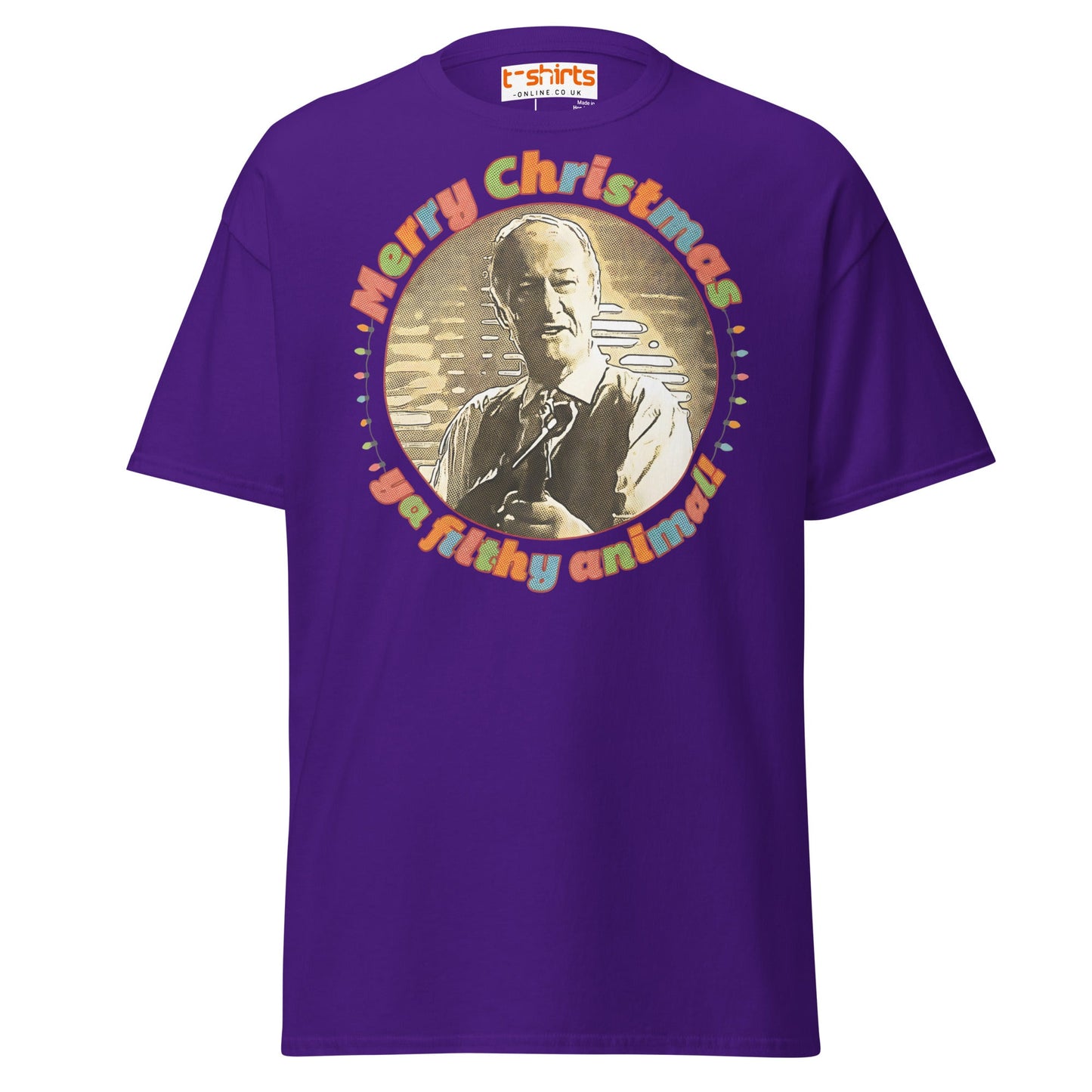 Merry Christmas Ya Filthy Animal Retro Movie T-Shirt - Purple - T-Shirts Online