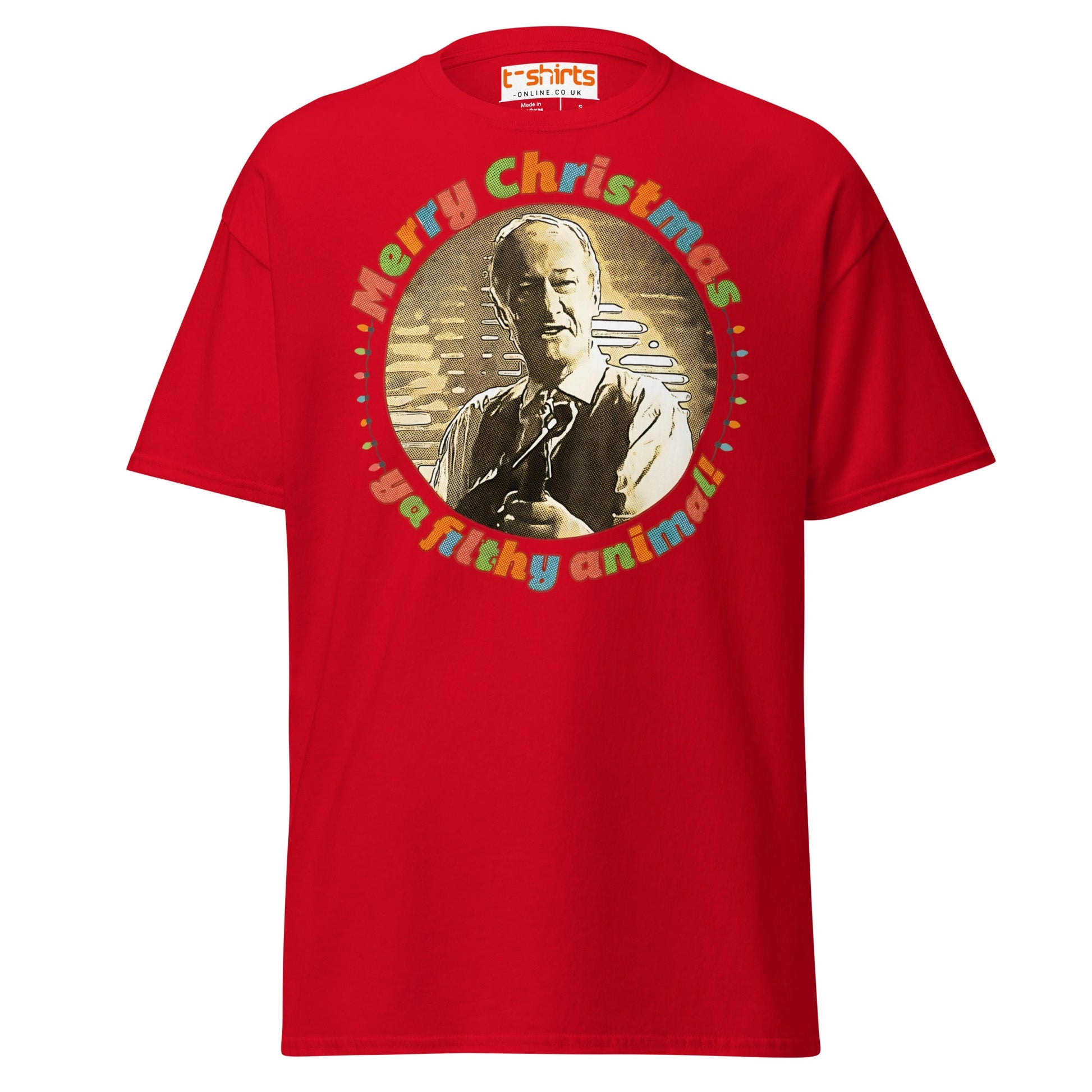 Merry Christmas Ya Filthy Animal Retro Movie T-Shirt - Red - T-Shirts Online