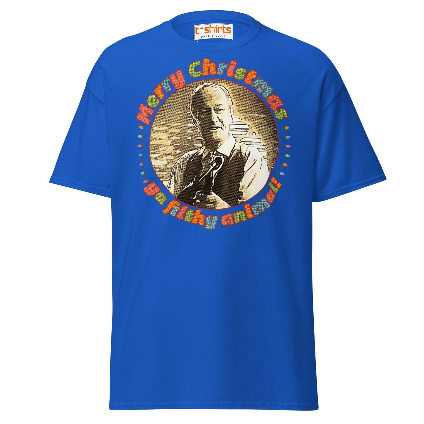 Merry Christmas Ya Filthy Animal Retro Movie T-Shirt - Royal - T-Shirts Online