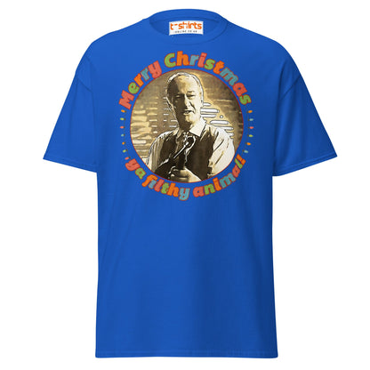 Merry Christmas Ya Filthy Animal Retro Movie T-Shirt - Royal - T-Shirts Online