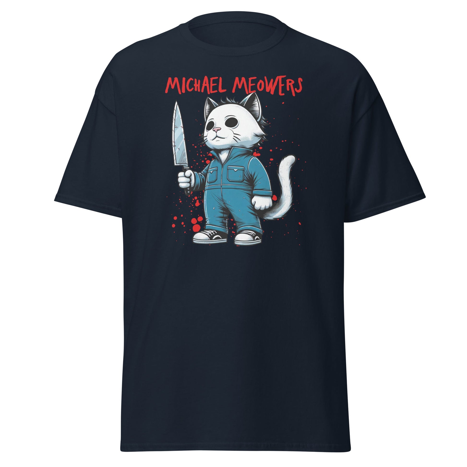 Michael Meowers | Halloween Cat T-Shirt - Navy - T-Shirts Online