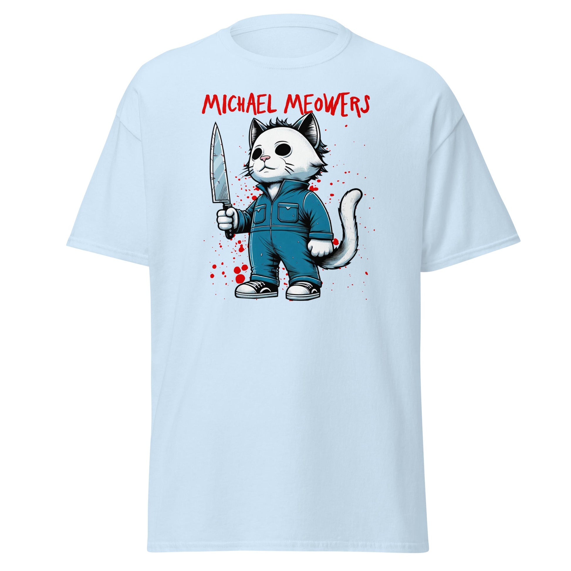 Michael Meowers | Halloween Cat T-Shirt - Light Blue - T-Shirts Online