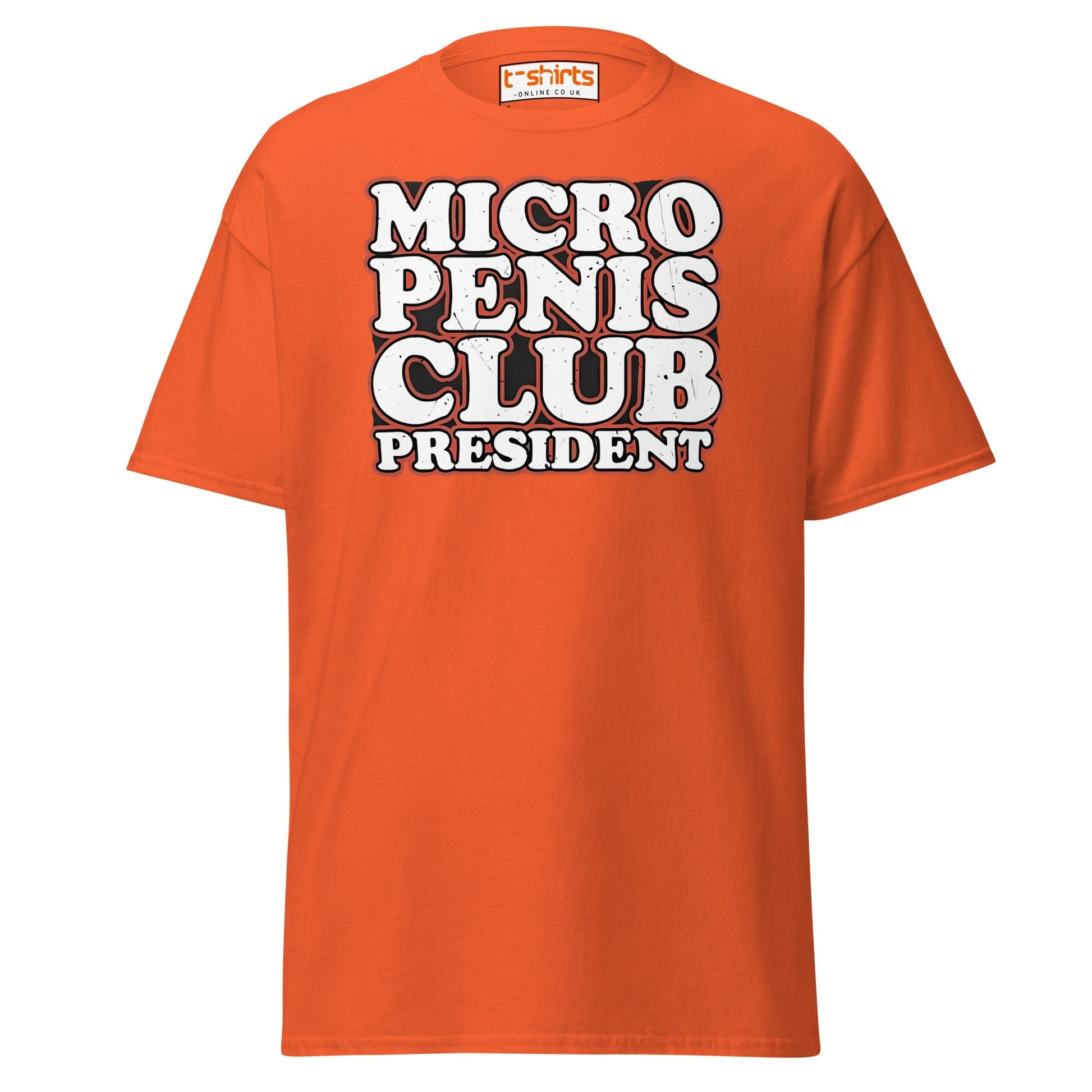 Micro Penis Club President T-Shirt | Funny Adult Tee - Orange - T-Shirts Online