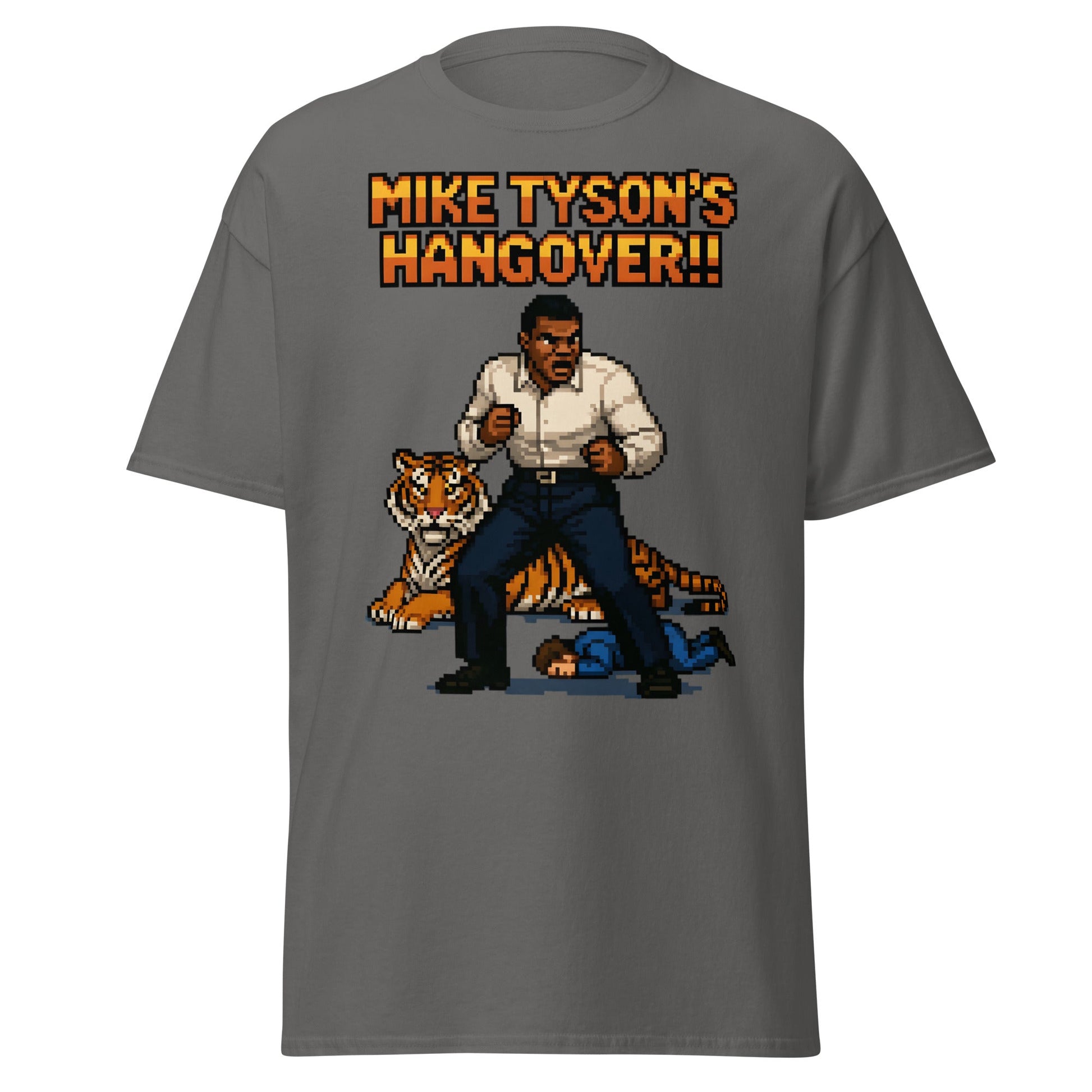 Mike Tyson's Hangover T-Shirt | Retro Pixel Art Gaming Tee - Charcoal - T-Shirts Online