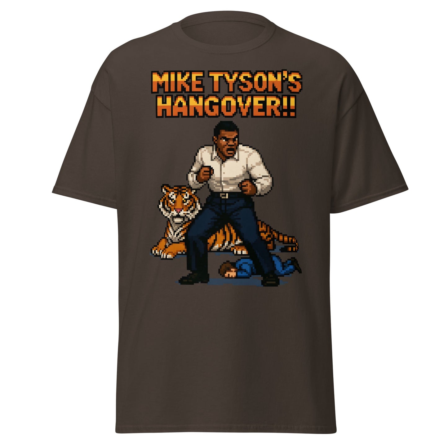 Mike Tyson's Hangover T-Shirt | Retro Pixel Art Gaming Tee - Dark Chocolate - T-Shirts Online
