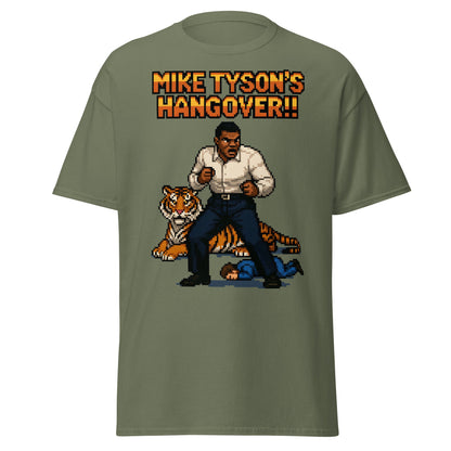 Mike Tyson's Hangover T-Shirt | Retro Pixel Art Gaming Tee - Military Green - T-Shirts Online