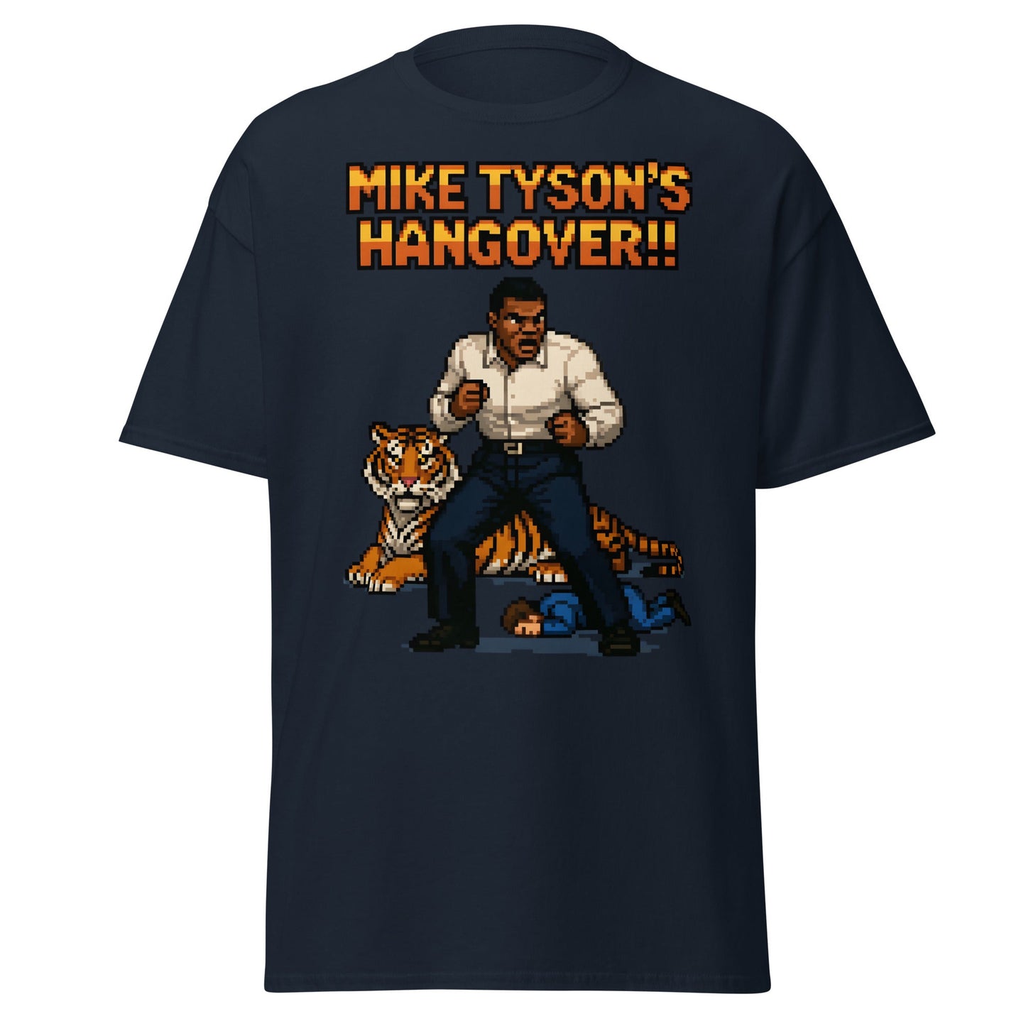 Mike Tyson's Hangover T-Shirt | Retro Pixel Art Gaming Tee - Navy - T-Shirts Online