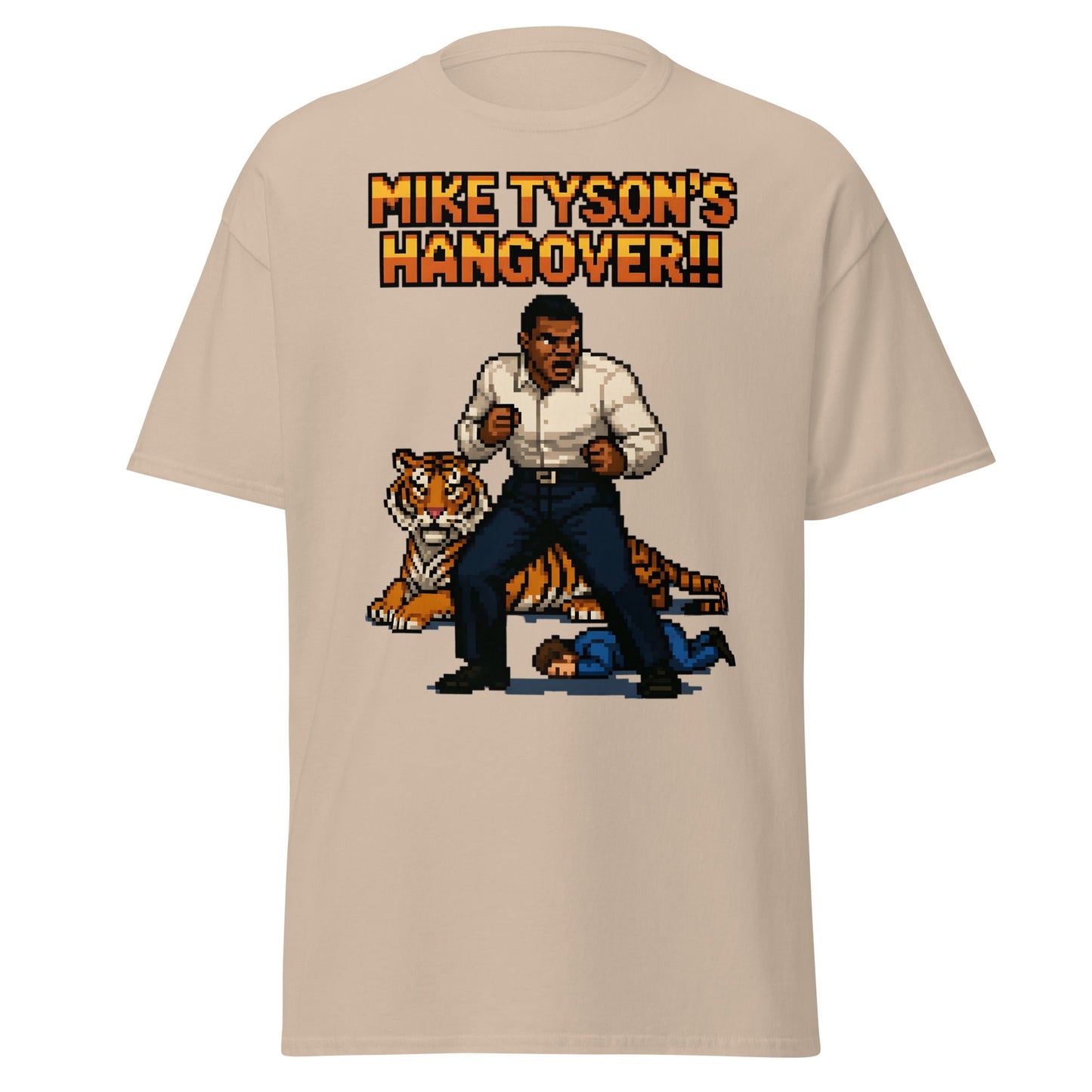 Mike Tyson's Hangover T-Shirt | Retro Pixel Art Gaming Tee - Sand - T-Shirts Online