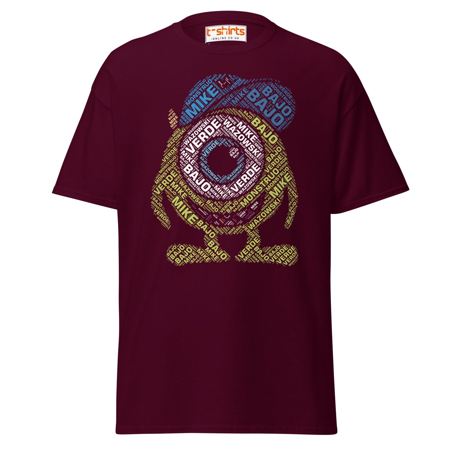 Mike Wazowski Word Art T-Shirt - Maroon - T-Shirts Online