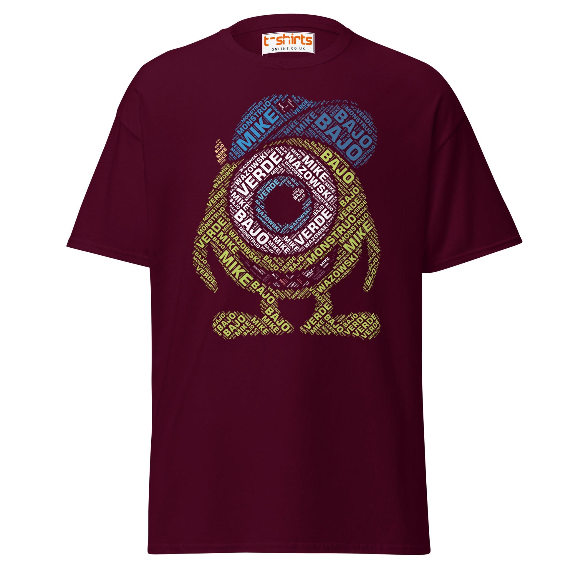 Mike Wazowski Word Art T-Shirt - Maroon - T-Shirts Online