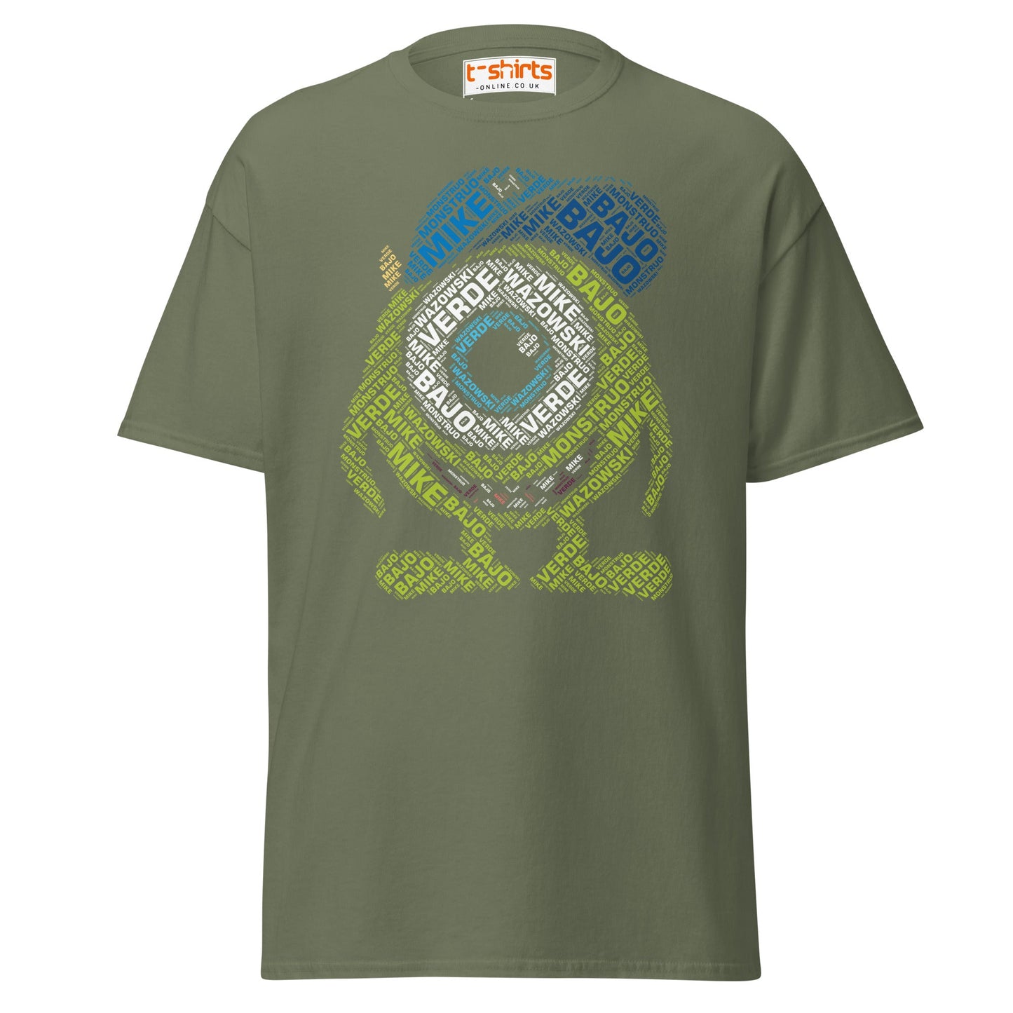 Mike Wazowski Word Art T-Shirt - Military Green - T-Shirts Online