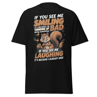 Mischievous Squirrel Funny T-Shirt - Bad Thoughts Tee - Black - T-Shirts Online