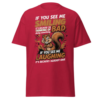 Mischievous Squirrel Funny T-Shirt - Bad Thoughts Tee - Cardinal - T-Shirts Online