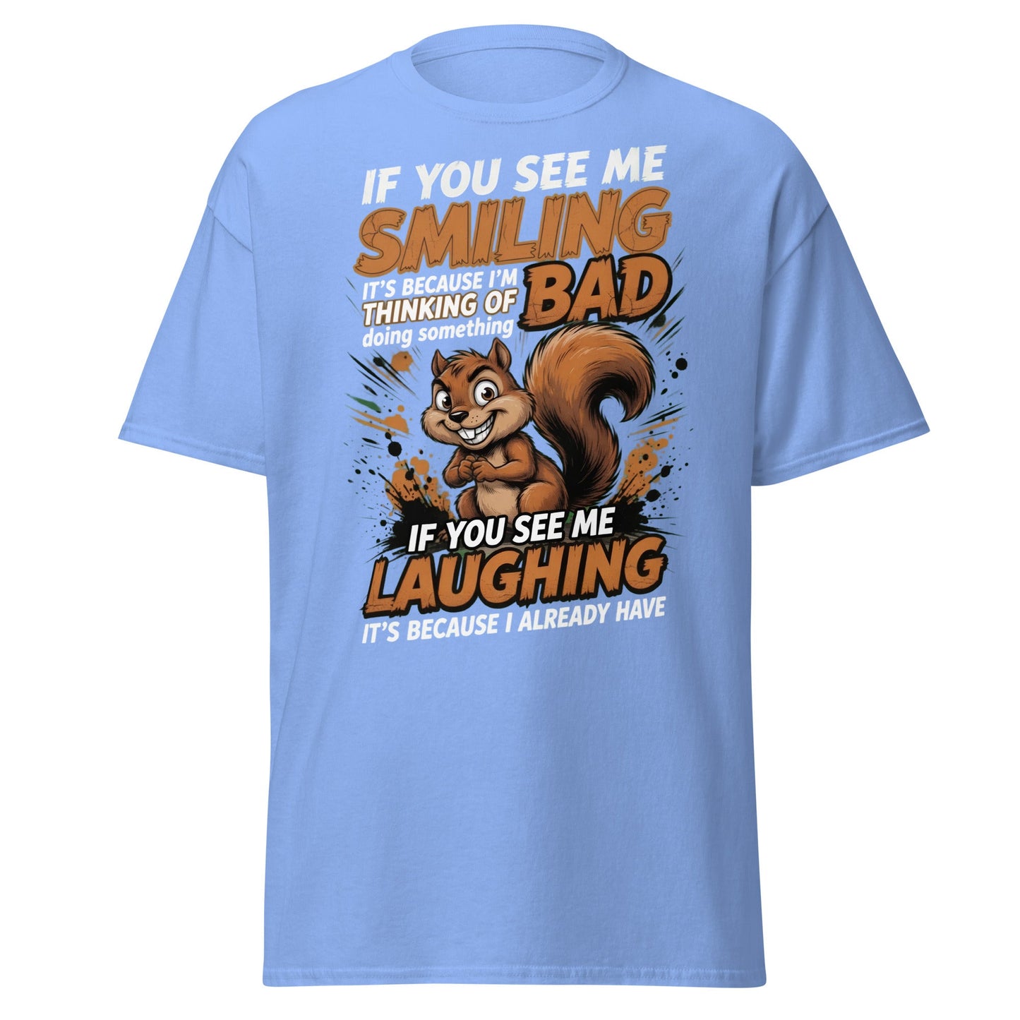 Mischievous Squirrel Funny T-Shirt - Bad Thoughts Tee - Carolina Blue - T-Shirts Online