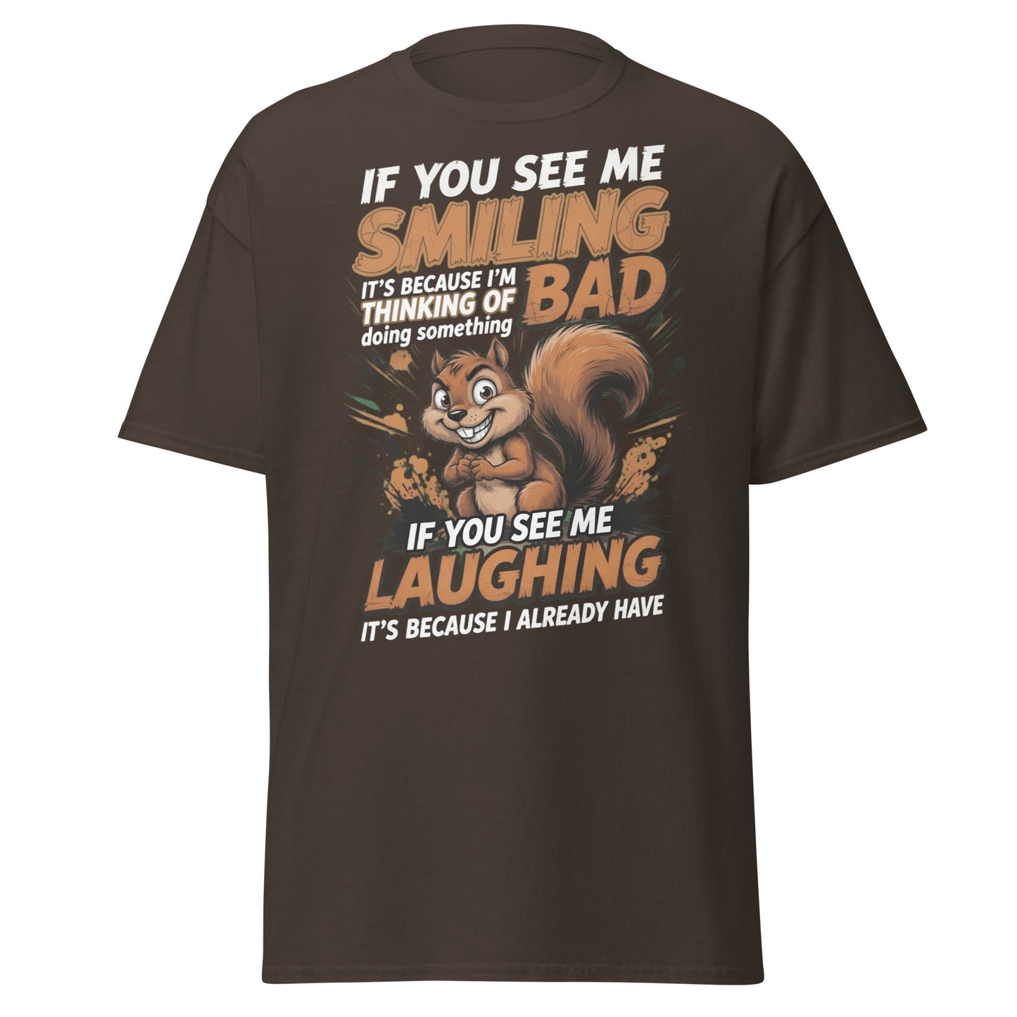 Mischievous Squirrel Funny T-Shirt - Bad Thoughts Tee - Dark Chocolate - T-Shirts Online