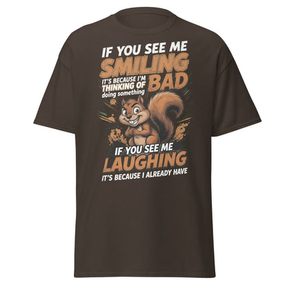 Mischievous Squirrel Funny T-Shirt - Bad Thoughts Tee - Dark Chocolate - T-Shirts Online