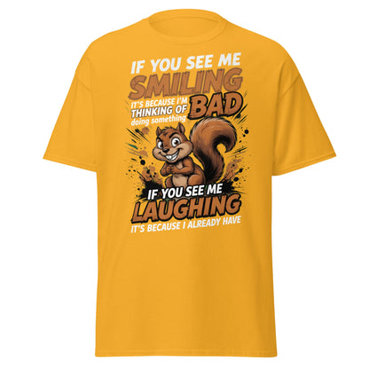 Mischievous Squirrel Funny T-Shirt - Bad Thoughts Tee - Gold - T-Shirts Online