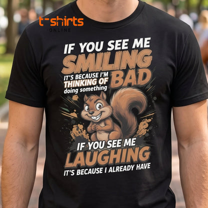 Mischievous Squirrel Funny T-Shirt - Bad Thoughts Tee - Maroon - T-Shirts Online