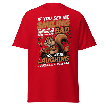 Mischievous Squirrel Funny T-Shirt - Bad Thoughts Tee - Red - T-Shirts Online
