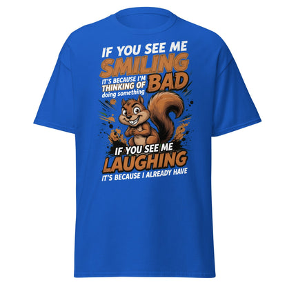 Mischievous Squirrel Funny T-Shirt - Bad Thoughts Tee - Royal - T-Shirts Online