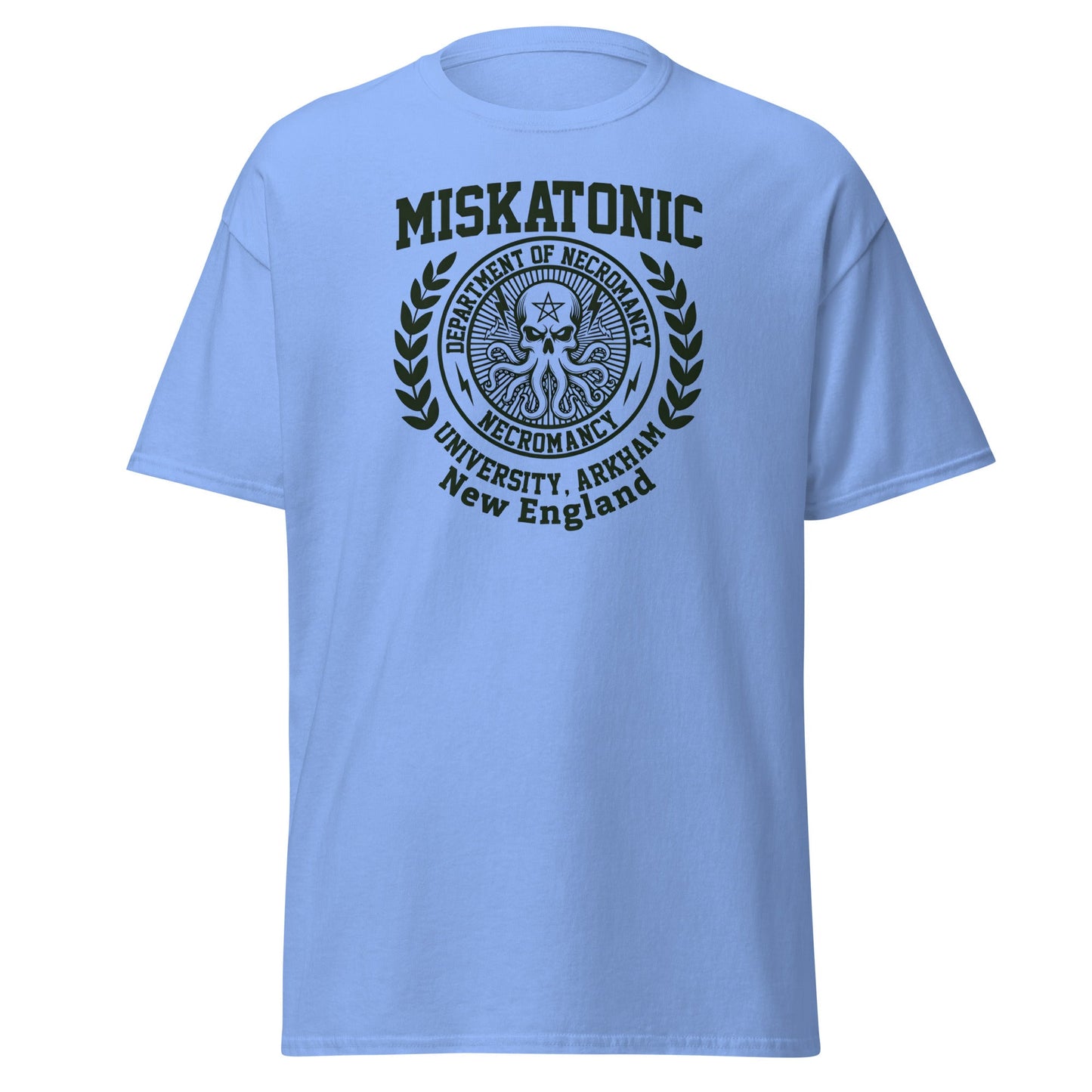 Miskatonic University Necromancy T-Shirt | Arkham Horror Apparel - Carolina Blue - T-Shirts Online