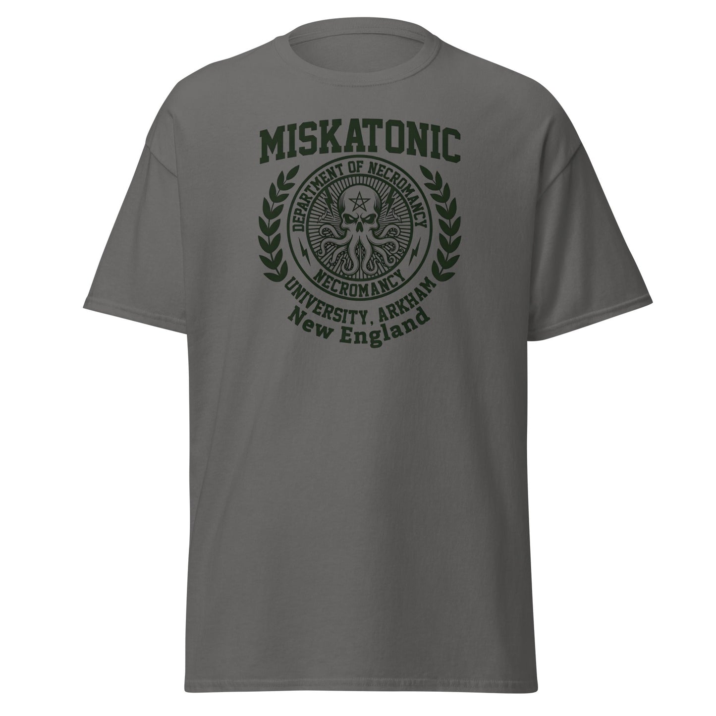 Miskatonic University Necromancy T-Shirt | Arkham Horror Apparel - Charcoal - T-Shirts Online