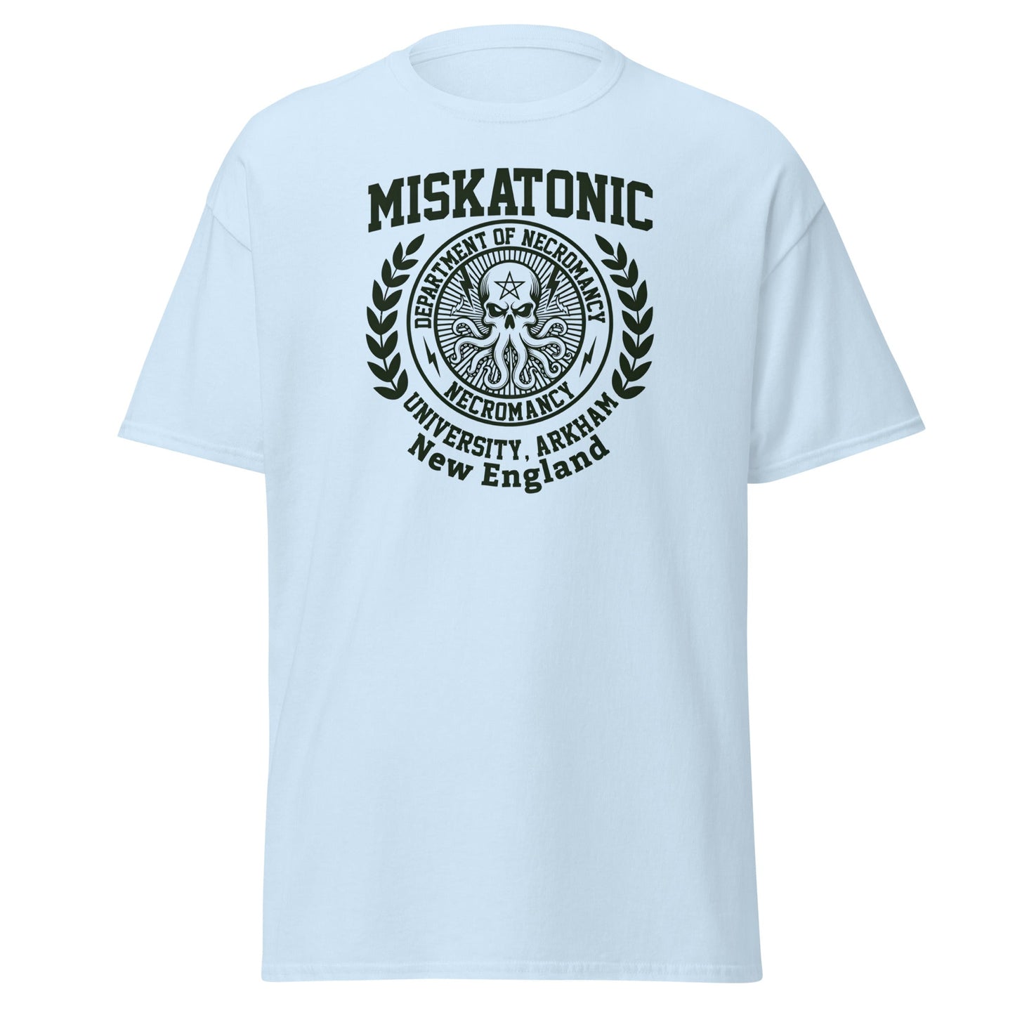 Miskatonic University Necromancy T-Shirt | Arkham Horror Apparel - Light Blue - T-Shirts Online