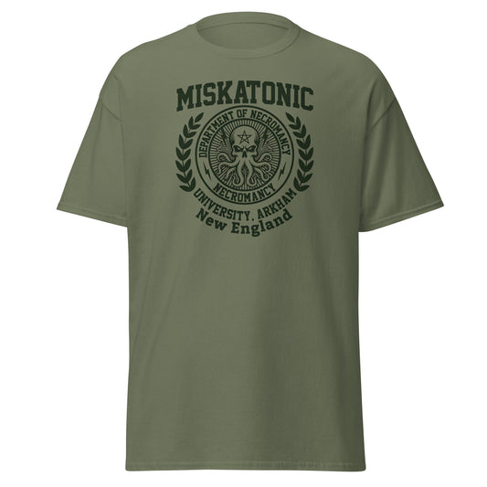 Miskatonic University Necromancy T-Shirt | Arkham Horror Apparel - Military Green - T-Shirts Online