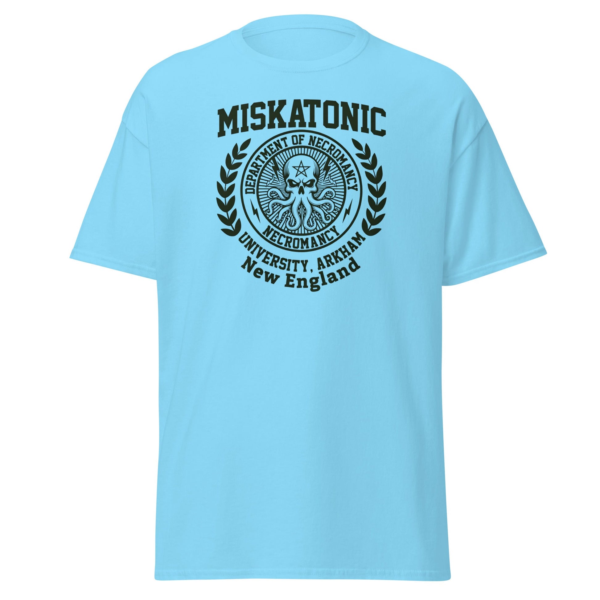 Miskatonic University Necromancy T-Shirt | Arkham Horror Apparel - Sky - T-Shirts Online