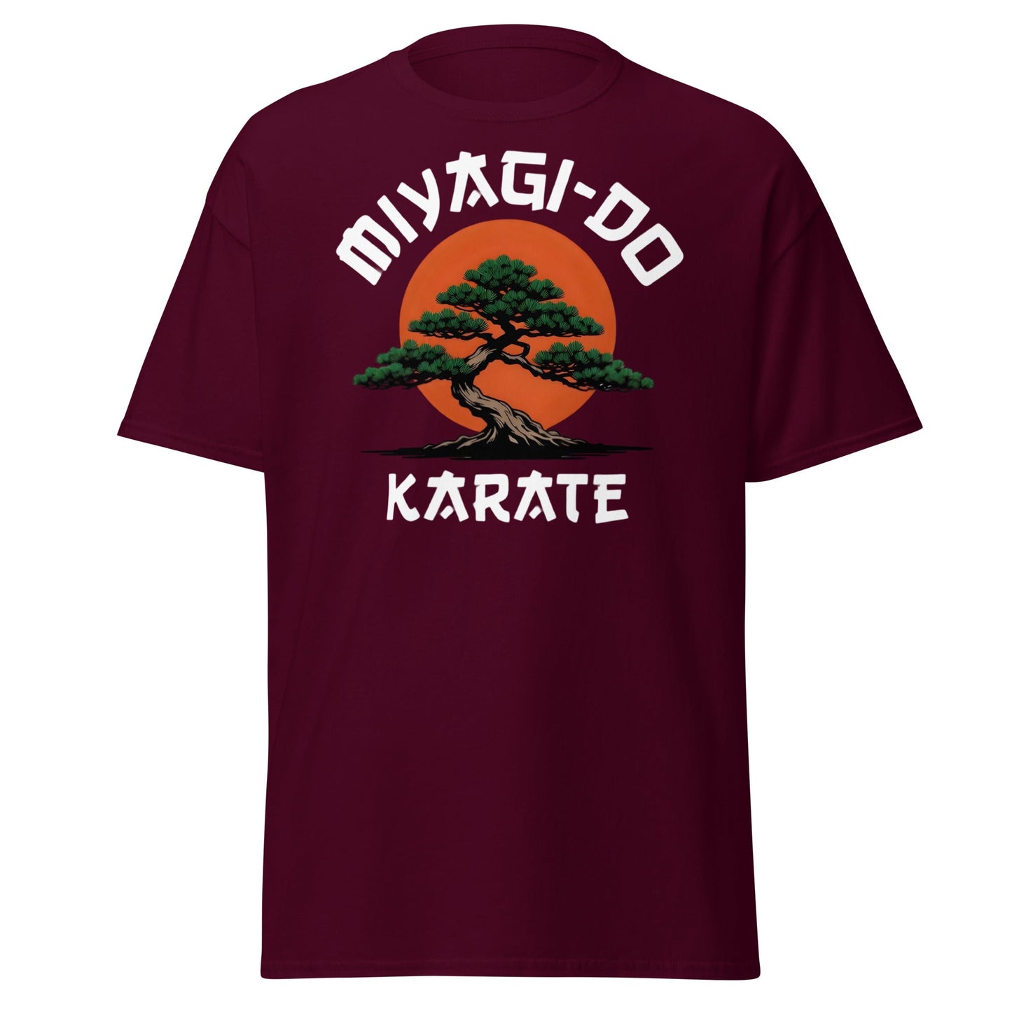 Miyagi - Do Karate Bonsai T-Shirt - Retro Martial Arts Tee - Maroon - T-Shirts Online