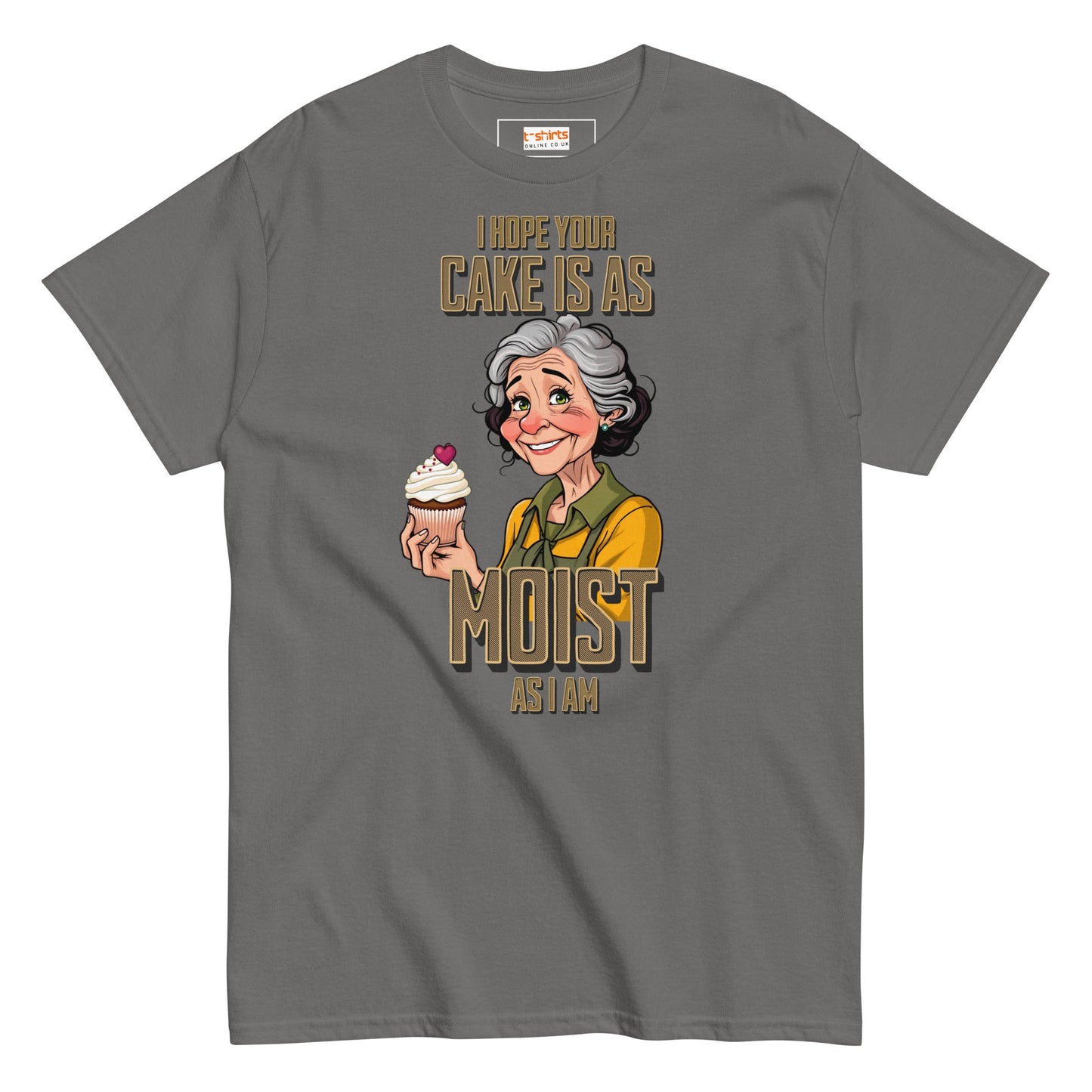 Moist Cake T-Shirt | 18+ Graphic Bold Tee - Charcoal - T-Shirts Online