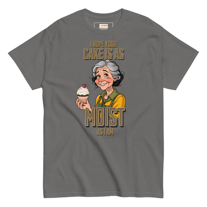 Moist Cake T-Shirt | 18+ Graphic Bold Tee - Charcoal - T-Shirts Online