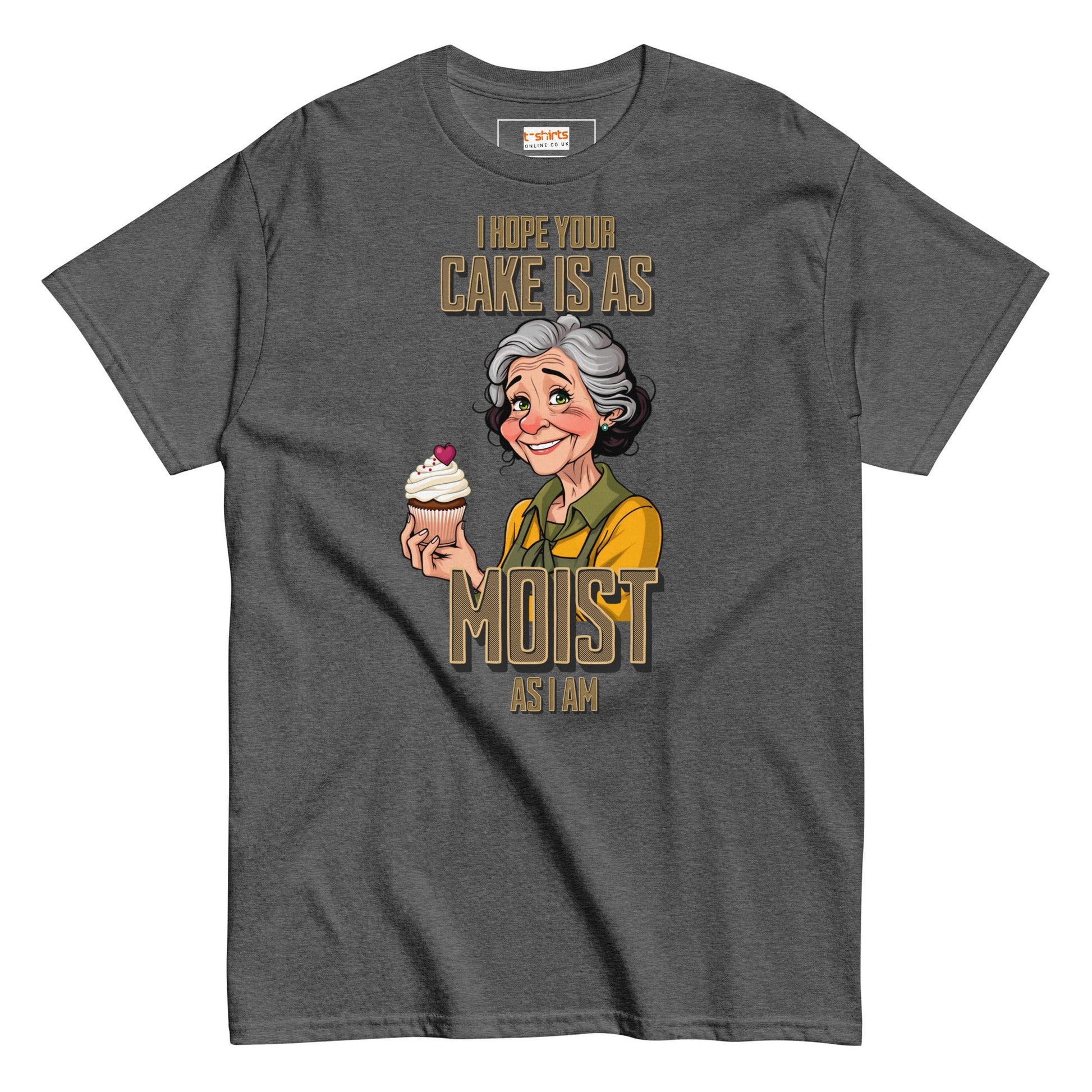 Moist Cake T-Shirt | 18+ Graphic Bold Tee - Dark Heather - T-Shirts Online