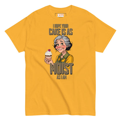 Moist Cake T-Shirt | 18+ Graphic Bold Tee - Gold - T-Shirts Online
