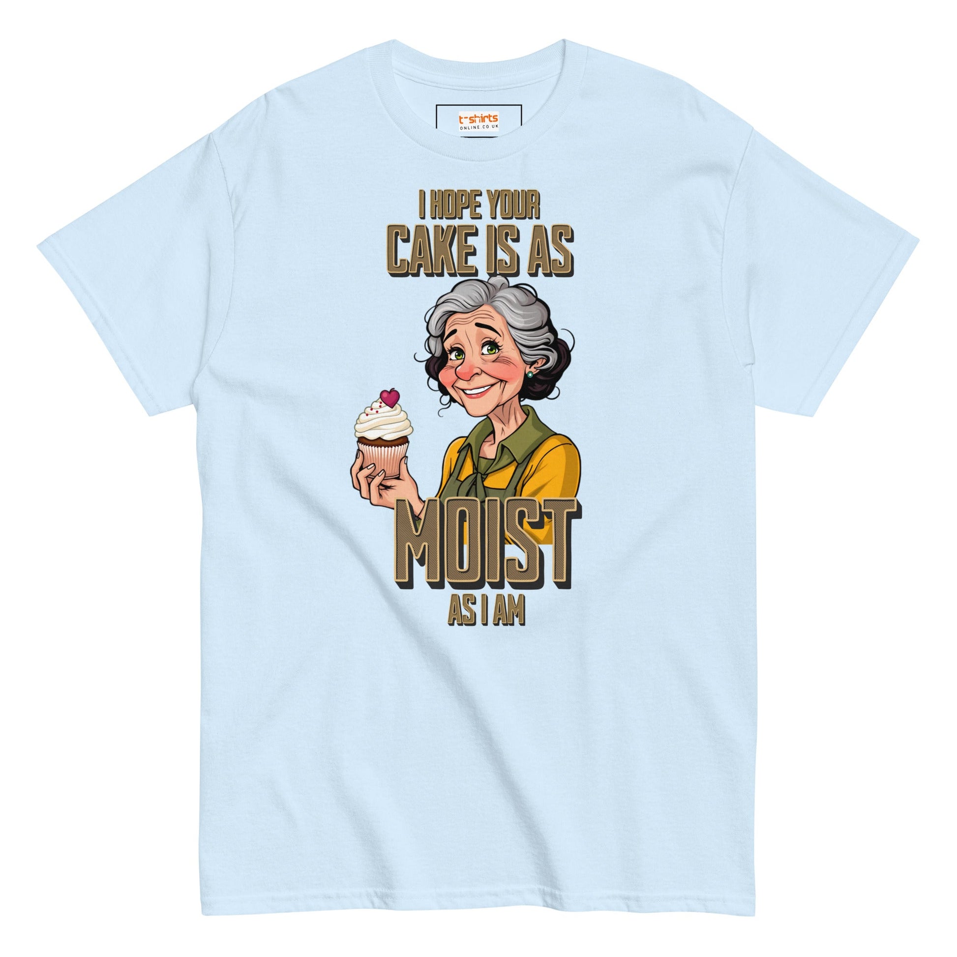 Moist Cake T-Shirt | 18+ Graphic Bold Tee - Light Blue - T-Shirts Online