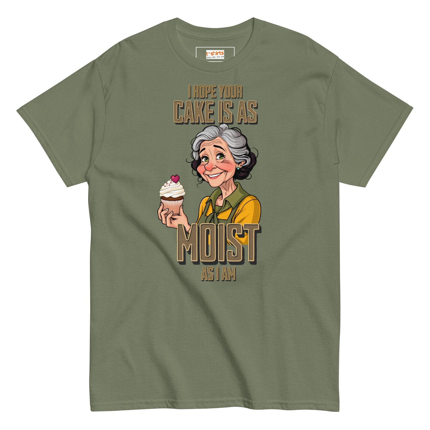Moist Cake T-Shirt | 18+ Graphic Bold Tee - Military Green - T-Shirts Online
