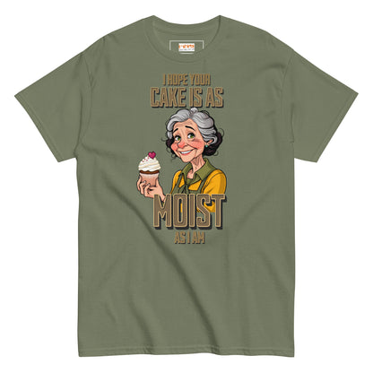 Moist Cake T-Shirt | 18+ Graphic Bold Tee - Military Green - T-Shirts Online